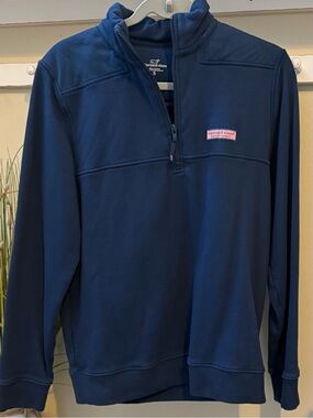 Vineyard Vines Navy Blue Sweatshirt Quarter Zip Mock Neck Long Sleeve Pullover